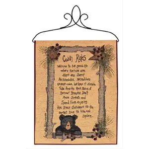 212 MAIN Traditional Cotton Blend Jacquard Woven Tapestry - Hanging Rectangular Vertical Wall Decor, Cabin Rules Design, Textured Weave, 13x18 in, Spot Clean Compatible