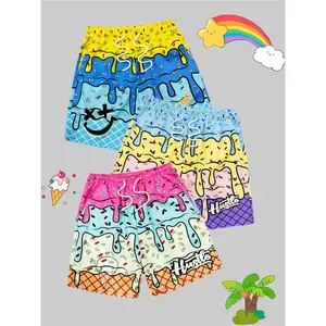 New boys' printed beach shorts three-piece set