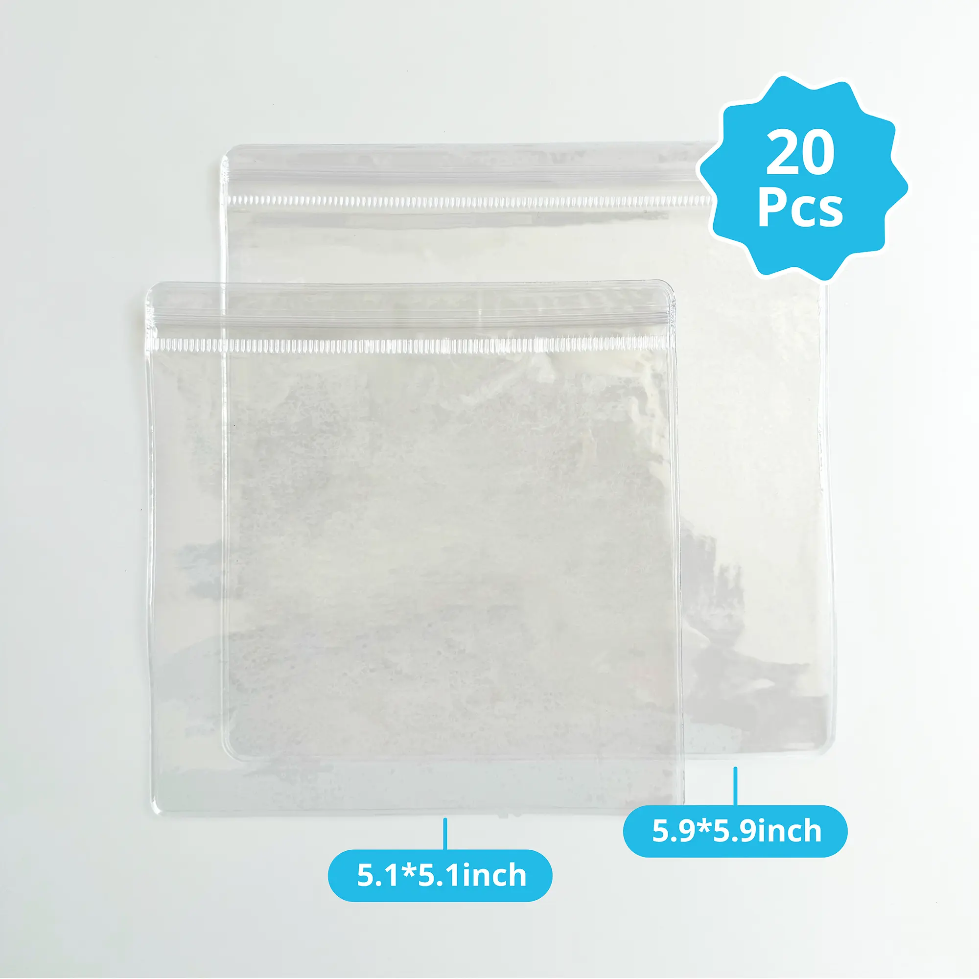 Taba Squishies Stress Relief Toy - 20 Pcs Reusable Square Bags, Assorted Sizes 5.1x5.1in to 5.9x5.9in, No Warranty