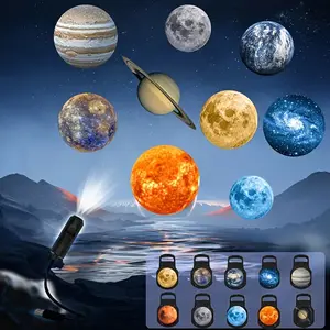 LED Planet Projector, 360° Rotating Decorative Light, Replaceable Projection Slides, Atmosphere Moon Lamp, USB Night Light, Portable LED Projector, LED Mood Light, Aurora Projector Lamp