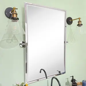 TEHOME Blakley Rectangle Pivot Tiltable Metal Framed Vanity Beveled Mirror for Bathroom, Multiple Colors and Sizes