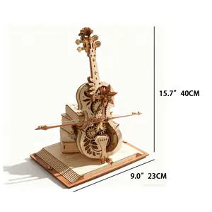 9''*15.7''Wooden Puzzles for Adults,Wooden Music Box Kits-Cello Wood Model Kits for Adults to Build,Stem Projects for Teens,Birthday Gifts Hobbies for Women Men