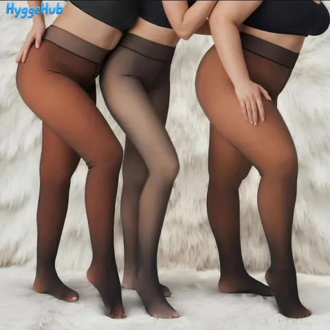 Women's Fleece Lined Thermal Tights One-Line Seams Front & Back Semi-Transparent Thick Leggings Closed Foot Design M-3XL 5 Shades Basic Minimalist Fit