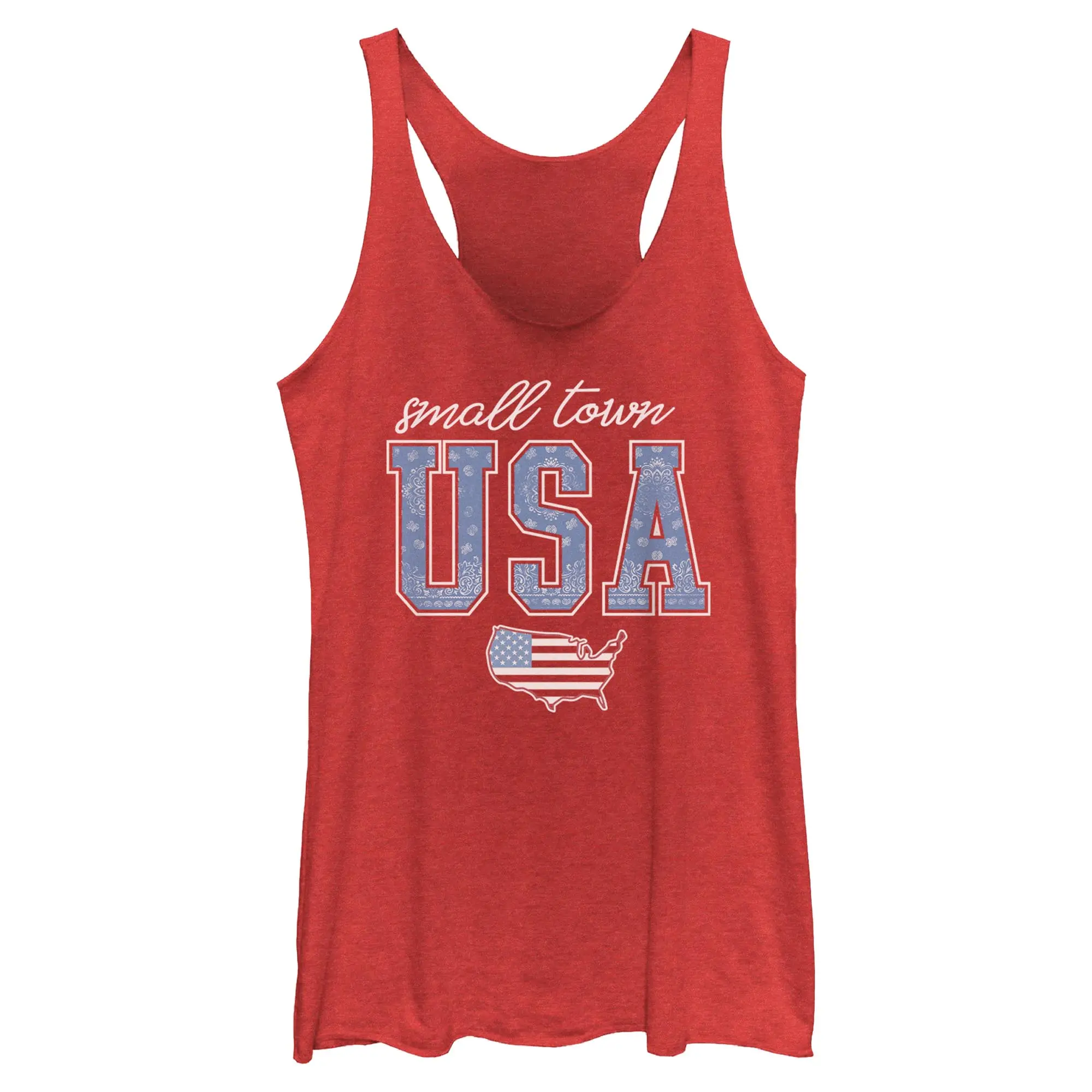 Lost Gods Women's Sleeveless Racerback Tank - Small Town USA Map, Paisley Apparel, Casual Essential Top
