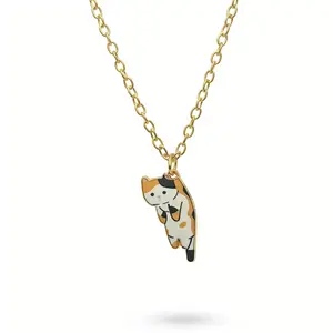 Dangling Cat Golden Necklace