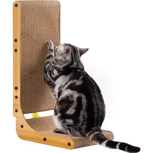 L Shape Cat Scratcher, 26.8 Inch Protecting Furniture Cat Scratch Pad with Ball Toy