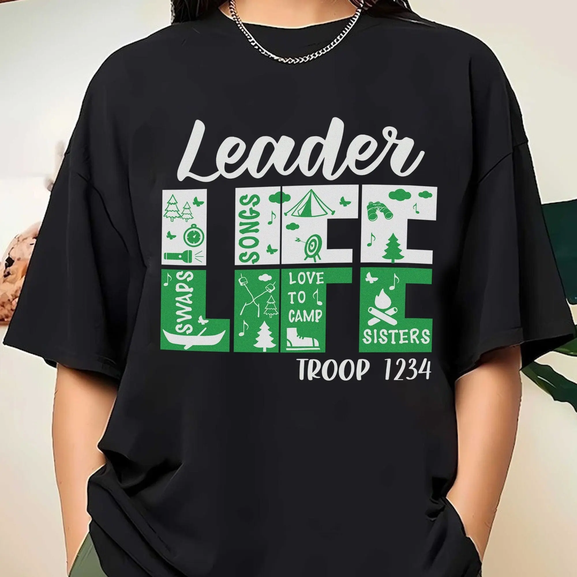 Custom Camp Troop Number Shirt,Custom Scout Shirt, , Scout Leader Outfit, Girl Scout Leader Tee, Girl Scout Camping Tee,Gift for Pack Leader 120624MTCL-14