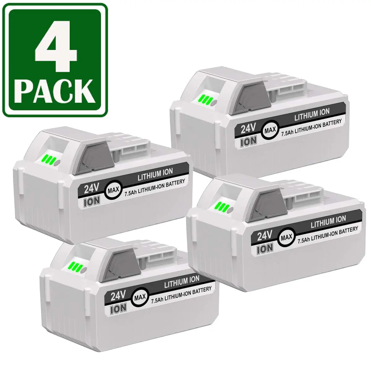 MADOT 4-Pack 7.5Ah Li-ion Battery Compatible with Sun Joe & Snow Joe 24V Battery for 24VBAT-LTX 24VBAT-LTW 24VBAT-LTE 24VBAT-LT 24VBAT 24V-X2-SB18 iON+ System for All Joe iON+ 24V Cordless Snow Blower