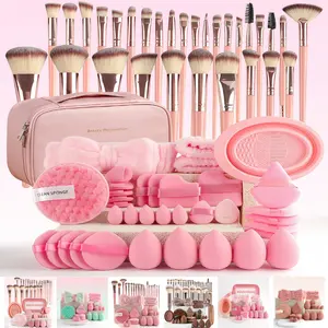 Makeup Brush Set with Sponge and Puff, Synthetic Makeup Brushes, Ultimate Beauty Tools Kit, Complete Cosmetic Brush Collection for Flawless Application, with Makeup Brush Organizer