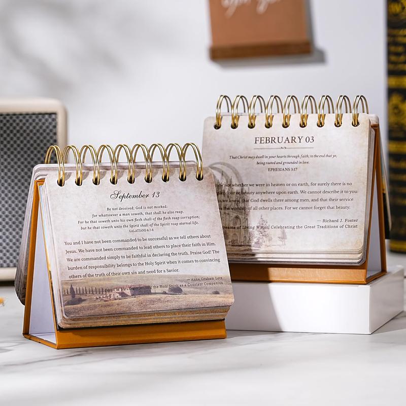 2025 Desk Calendar - Daily Bible Quotes - 4.9" x 4.5" - Undated - 366 Days of Inspiration