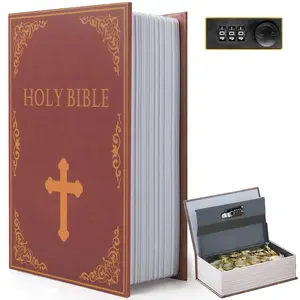 HOLY BIBLE Portable Diversion Book Safe, Secret Hidden Lock Box with Combination Lock for Valuables, Hidden Storage Compartment Disguised as a Book