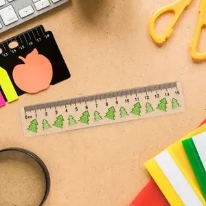 10PCS Christmas Theme Plastic Rulers 15cm, Side Features a Serrated Structure, Transparent, Easy to Read Design, Office Supplies, Precision Measuring, Sleek Appearance, Clear Printing