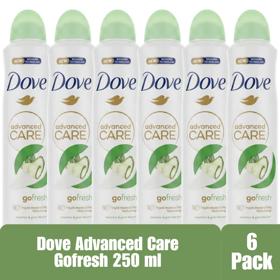 Dove Advanced Care Go Fresh Antiperspirant Spray Cucumber & Green Tea 250 mL 72H Protection 6-Pack