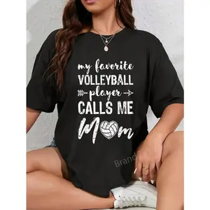 100% Cotton Unisex Volleyball Mom Volleyball-Player Volleyball Ball Gift T-Shirt Graphic Printed Vintage Casual Tshirt