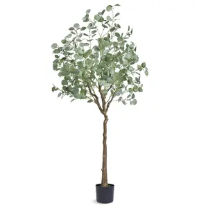 VEVOR Artificial Eucalyptus Tree, Summervibes, 6 FT Tall Faux Plant, Secure PE Material & Anti-Tip Tilt Protection Low-Maintenance Plant, Lifelike Green Fake Potted Tree for Home Office Decor Indoor Outdoor
