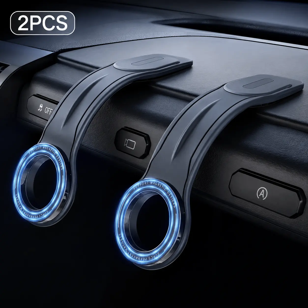 2-Pack Minimalist Magnetic Phone Mount for Car, Detachable Flexible Arm, Universal for Most Vehicle Instrument Panels, Cars Accessories, Auto Accessories Interior, Essential Road Trip Gift