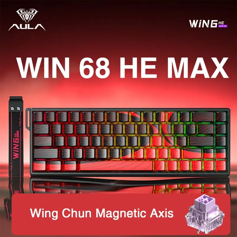 AULA WIN68 HE MAX 60% Compact Wired Hall Effect Gaming Keyboard for Video Games, Magnetic Switch, Adjustable Actuation Rapid Trigger Mode, 8KHz Polling Rate, RGB Backlit, 60 Percent Keyboard