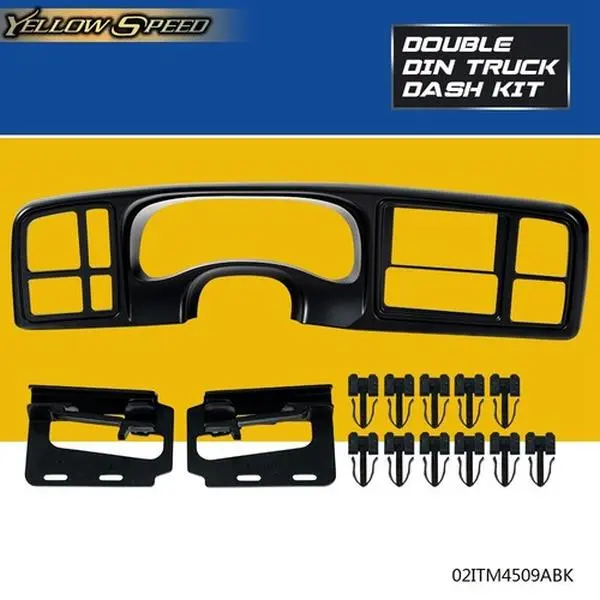 ALLGOOD Double DIN Truck Dash Kit, Truck Accessories for Chevy Silverado & GMC Sierra 1999-2002, Black Carbon Fiber Finish