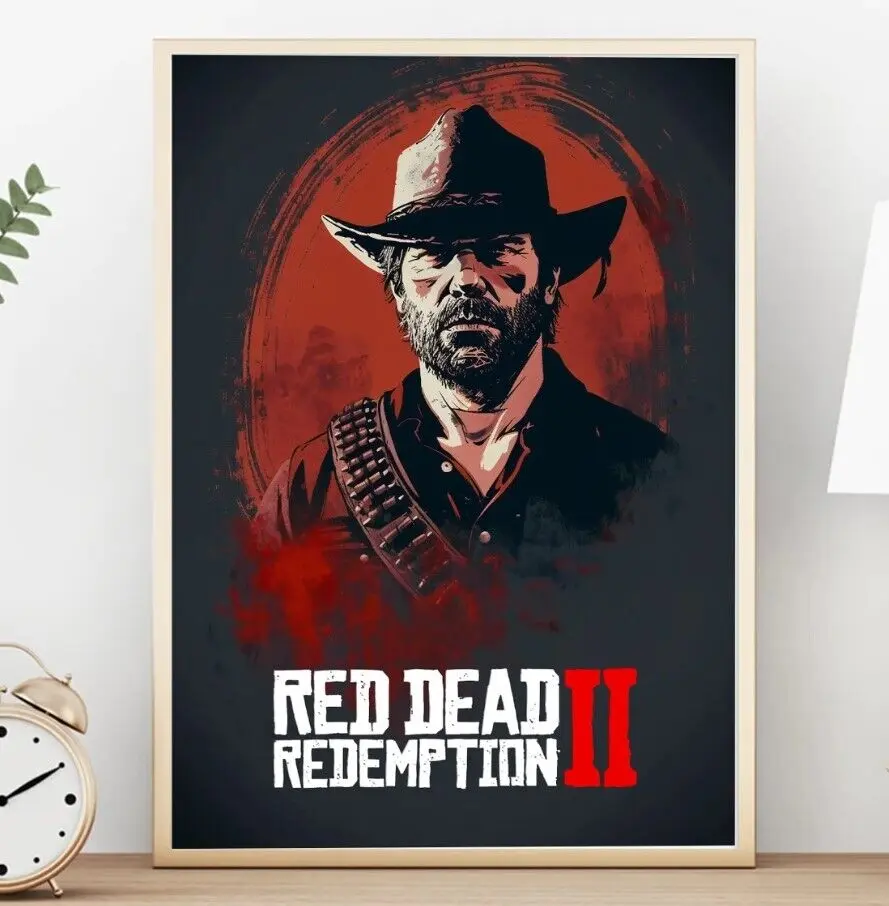 Rdr2 Wall Art: Arthur Morgan, Cowboy With A ,Blue Dackground, Gaming Poster 45750 214