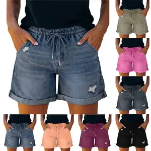 Mid-Rise Drawstring Elastic Waist Denim Shorts 2026 Summer Vibes Fit WomenSwimweek