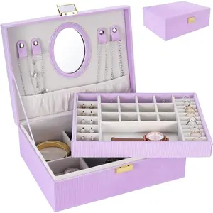 Girl's  Box,  Organizer Box with Mirror,   Box for Little Girls ,   Box for Christmas, Birthday,  Year (Purple)