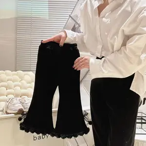 Girls' Fleece-Lined Pants Autumn Winter New Korean Style Baby Girl Corduroy Thickened Versatile Long Pants