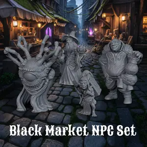 DND Miniature Black Market Folk Fantasy Figures for TTRPG Role Playing Games, RPG Terrain Models for Underground Bazaar Adventures, Collectible Fantasy Characters and Tabletop Gaming Accessories Gift for Dungeon Masters and RPG Enthusiasts