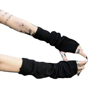 Women Gloves Goth Arm Sleeve Cool Black Moon Cross Printed Hip Hop Arm Warmers