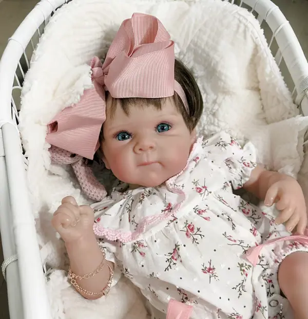 18in Unisex Lifelike Reborn Newborn Baby Doll, Realistic Cloth Body, Rooted Hair, Poseable Limbs, Collecting Toy Gift for Ages 3+