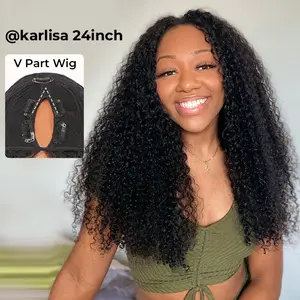 【Free Upgrade】Alipearl Wigs 200% Density Afro Curly NEW V Part Wig Human Hair No Glue No Leave Out Thin Part Glueless Human Hair Wigs FallFreshness