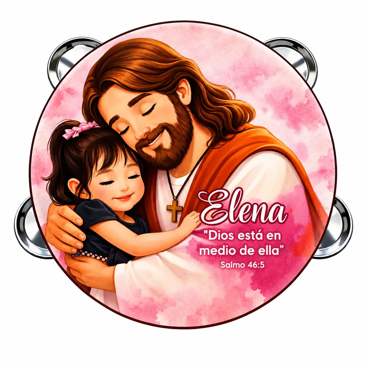 Personalized Psalms 46:5 Tambourine Synthetic Leather Non-Slip Grip Metal Cymbals Handheld Percussion Instrument for Pleasant Sounds