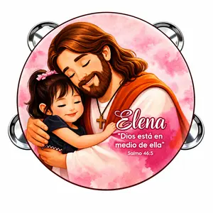 Personalized Psalms 46:5 Tambourine Synthetic Leather Non-Slip Grip Metal Cymbals Handheld Percussion Instrument for Pleasant Sounds