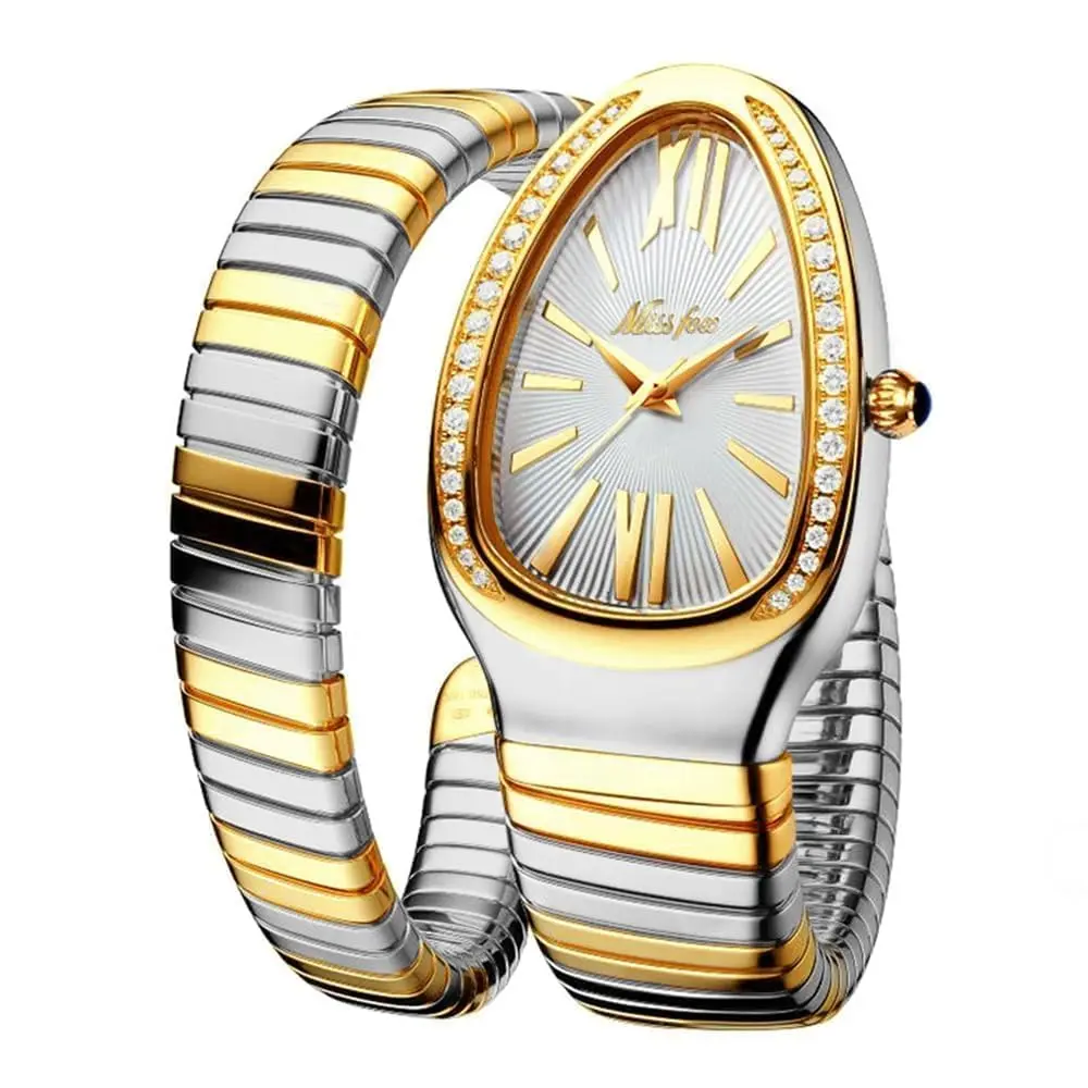 Classic Snake Shape Watch For Women Scaleable Bracelet Womens Watches Bling Quartz Ladies Wristwatch