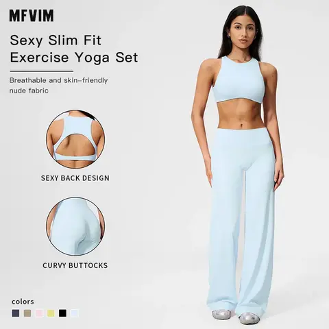 MFVIM Women’s New Fuzzy 2-Piece Sports Yoga Set - Sleeveless, Tummy Control, Booty/Glute Lifting Athleisure Sweat Suit, Fitted Activewear, Matching Sets for Women, Workout Essentials for Gym, Travel