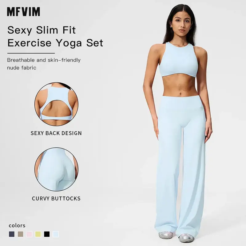 MFVIM Women’s New Fuzzy 2-Piece Sports Yoga Set - Sleeveless, Tummy Control, Booty/Glute Lifting Athleisure Sweat Suit, Fitted Activewear, Matching Sets for Women, Workout Essentials for Gym, Travel