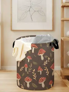 Mushroom Print Laundry Basket with Handle, Durable Foldable Clothes Storage Bin, Durable Material, Large Capacity Toy Organizer for All Seasons