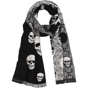 Women Scarf Men Scarf Skull Shawl Unisex Soft Long Elegant Classical Tassels
