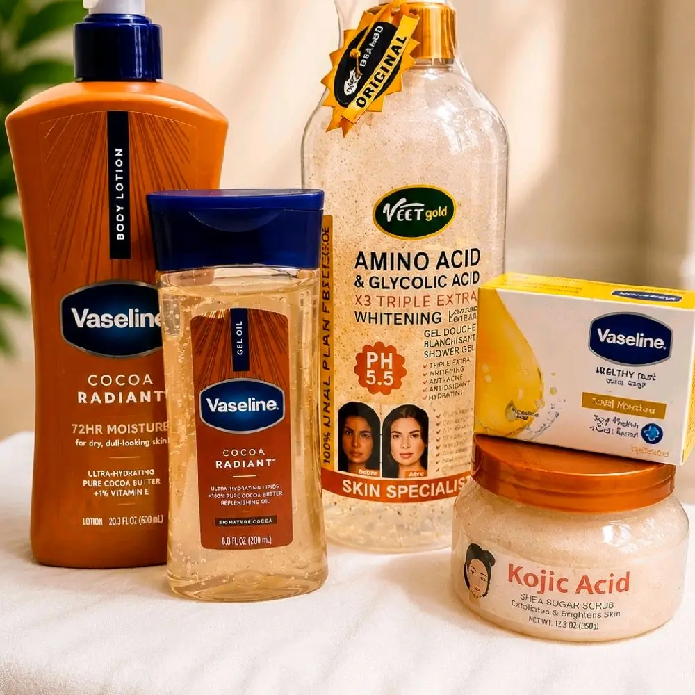 vaseline body lotion, vaseline oil, body wash, scrub, soap