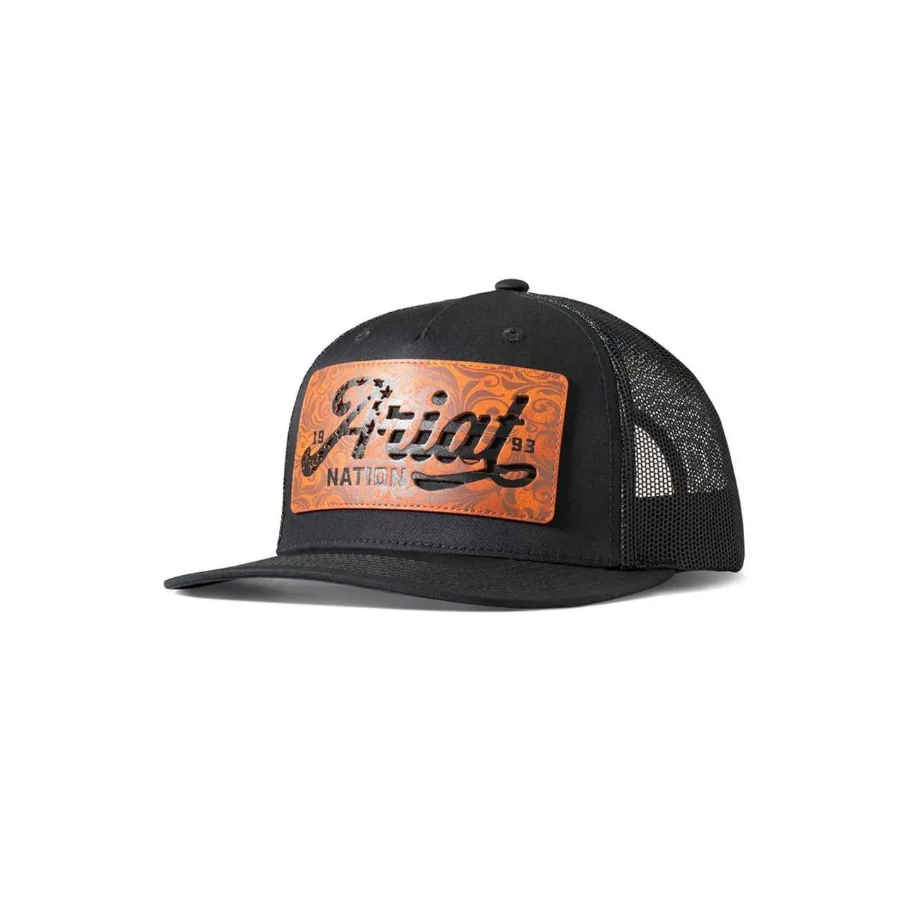 Ariat Hats Unisex Logo Leather Patch Black Mesh Back Snapback Cap - A300086201