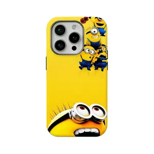 Anime Q-version Minions 2-in-1 Film Case Phone Case, Compatible with iPhone 12, 13, 14, 15, 16, 17, and 18. Drop-proof hard shell, high-definition printed, durable phone case.