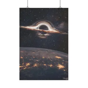 High Quality Interstellar Gargantua Black Hole Wall Art Poster | Sci-Fi Space Galaxy Poster | Eco-Friendly Ink High Quality | Aluminum Frame or Unframed Canvas Print Poster for Gamer Room