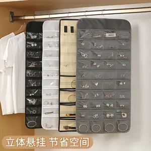 Jewelry Storage Hanging Bag Multi-Functional Double-Sided Transparent Display Hanging Bag Dustproof Anti-Oxidation Wardrobe Door Back Organizer Hanging Bag