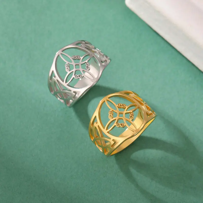Minimalist Hypoallergenic Stainless Steel Witch Knot Ring, Symbolic Motif Ladies' Daily Wear Gift, Available in Sizes 7-11