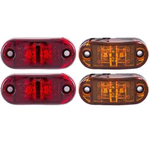 Red/Amber 2.5" 2 Diode Oval LED Trailer Truck Clearance Light Side Marker Light, Surface Mount Little Boat Marine Led Lights RV Camper Accessories