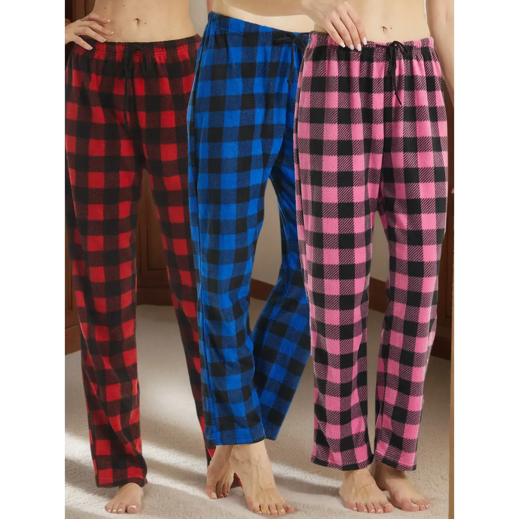 3 Pack Womens Fleece Pyjama Bottoms Ultra Soft Checked Lounge Pants Winetr Pyjamas for Women PJs Loungewear Pjs Trousers Pajamas 3 Pack Womens Fleece Pyjama Bottoms Ultra Soft Checked Lounge Pants Winetr Pyjamas for Women PJs Loungewear Pjs Trousers Pajamas