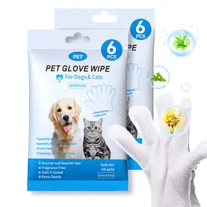 Cleaning Wipes Gloves for Dog and Cat,Pet Bathing Wipes Cleaning & Deodorizing,Dog Wipes for Body Paws Butt Daily Care,Cat Grooming Wipes Cleaning Fur Traveling Rinse Free,6PCS/1PACK
