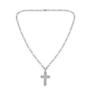Stately Steel Men's Stainless Steel Lord's Prayer Cross Pendant with Chain
