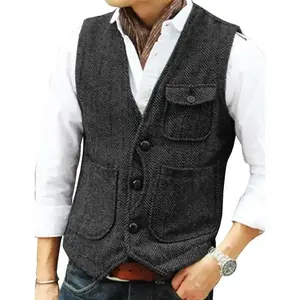 Men's Vintage Vests Wool Belt Multi-piece Mats: Leisure and Outdoor Style of Daily Electronic Run and Weekend Adventure