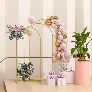 Gold Metal Arch Backdrop Stand Set - 3-Piece, 7ft-6ft Sizes - Garden Wedding Decor Frame for Birthday Party, Bridal Shower