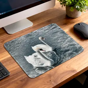 LIVEKEY Aesthetic Swan Mouse Pad, Desktop Accessory, 8.27x10.24 in Large Gaming Desk Mat Made for Gaming, Reinforced Edges, Non Slip Mousepad Base, Premium Comfort for Precise Control - White Swan Design